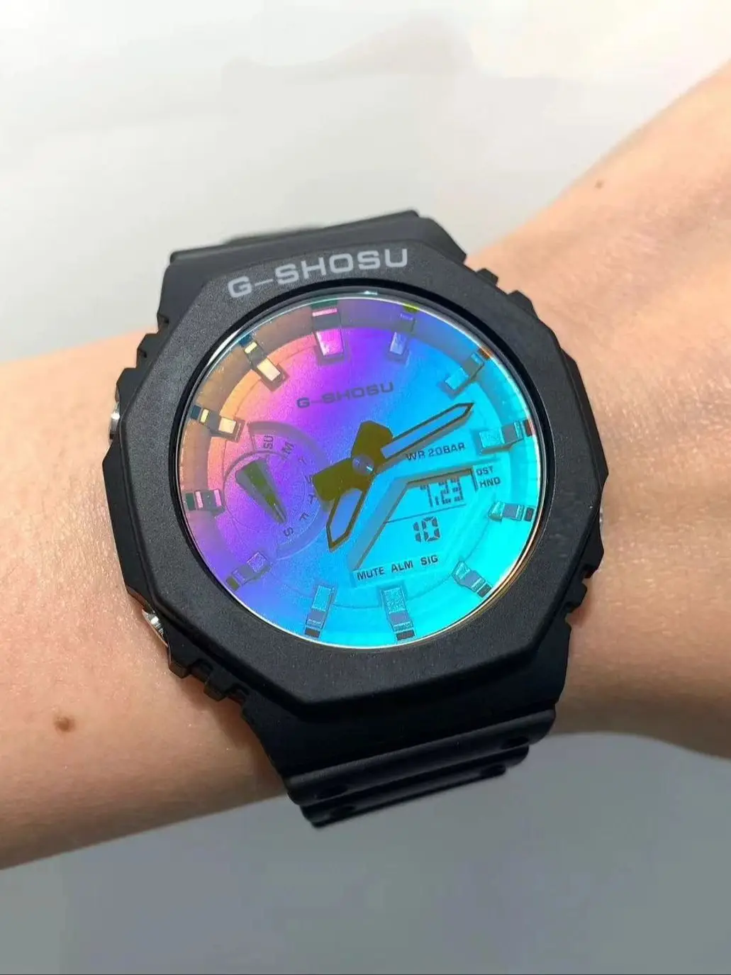 ساعة بلاك رينبو الرياضية الرقمية الإلكترونية للجنسين، وظيفة كاملة، شاشة LED مزدوجة، قرص كبير