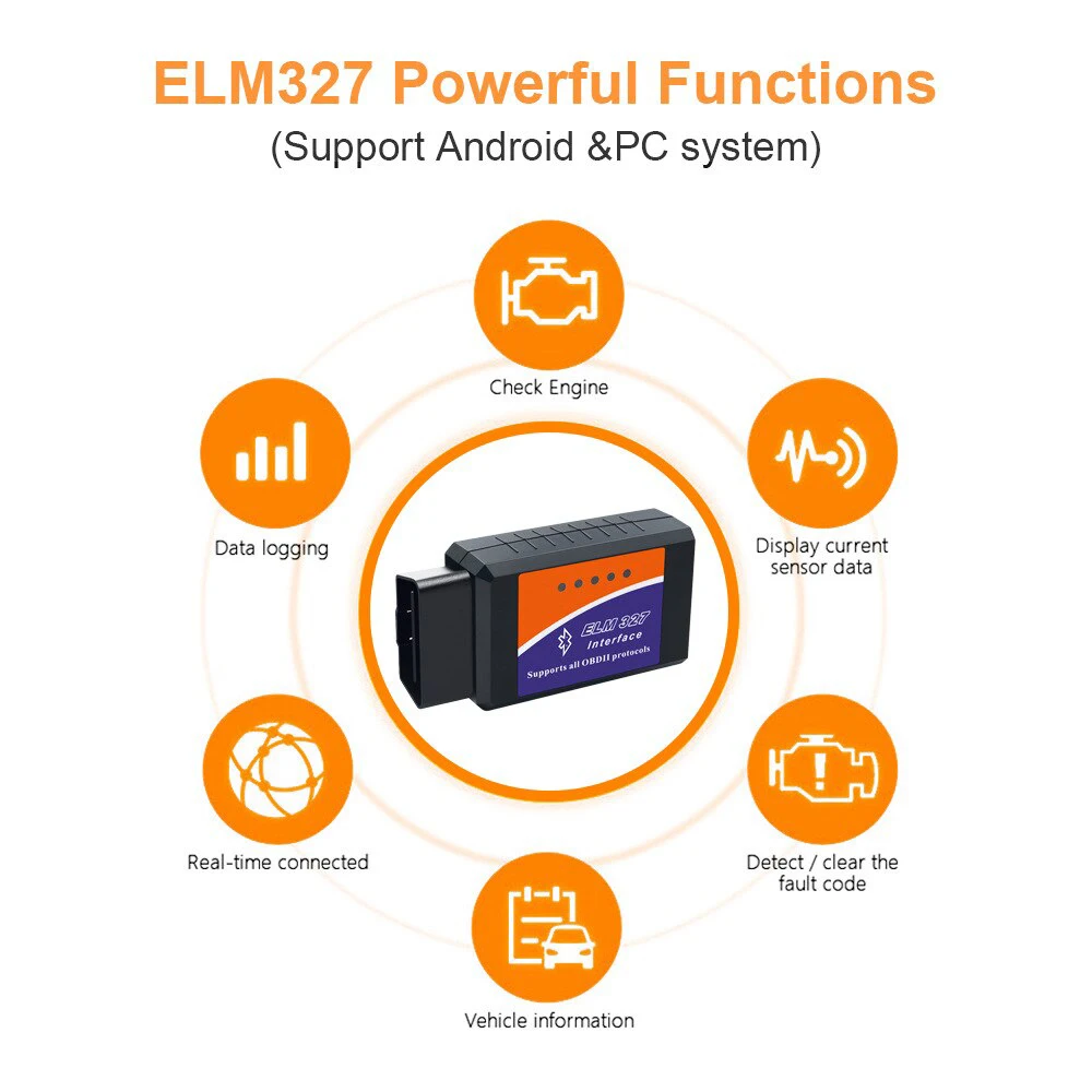 ELM 327 V2.1 OBD2 Code Reader Bluetooth ELM327 OBDII Auto Accessories OBD2 Car Diagnostic Tools Scanner Universal