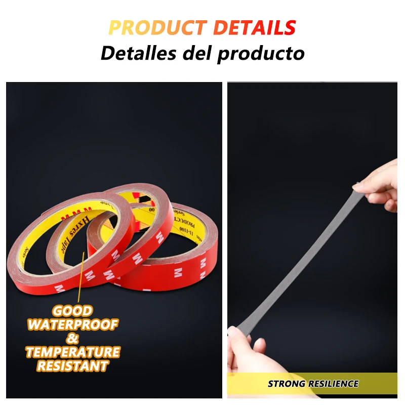 Doppelseitiges Klebeband 3 Meter extra stark 0.8mm dick hohe Viskosität für Auto-Spezialmontage Fixierung ohne Rückstände leicht abziehbar ideal für Dekoration Reparatur Autozubehör Haushalt Büro langlebig und robust – Detail 20