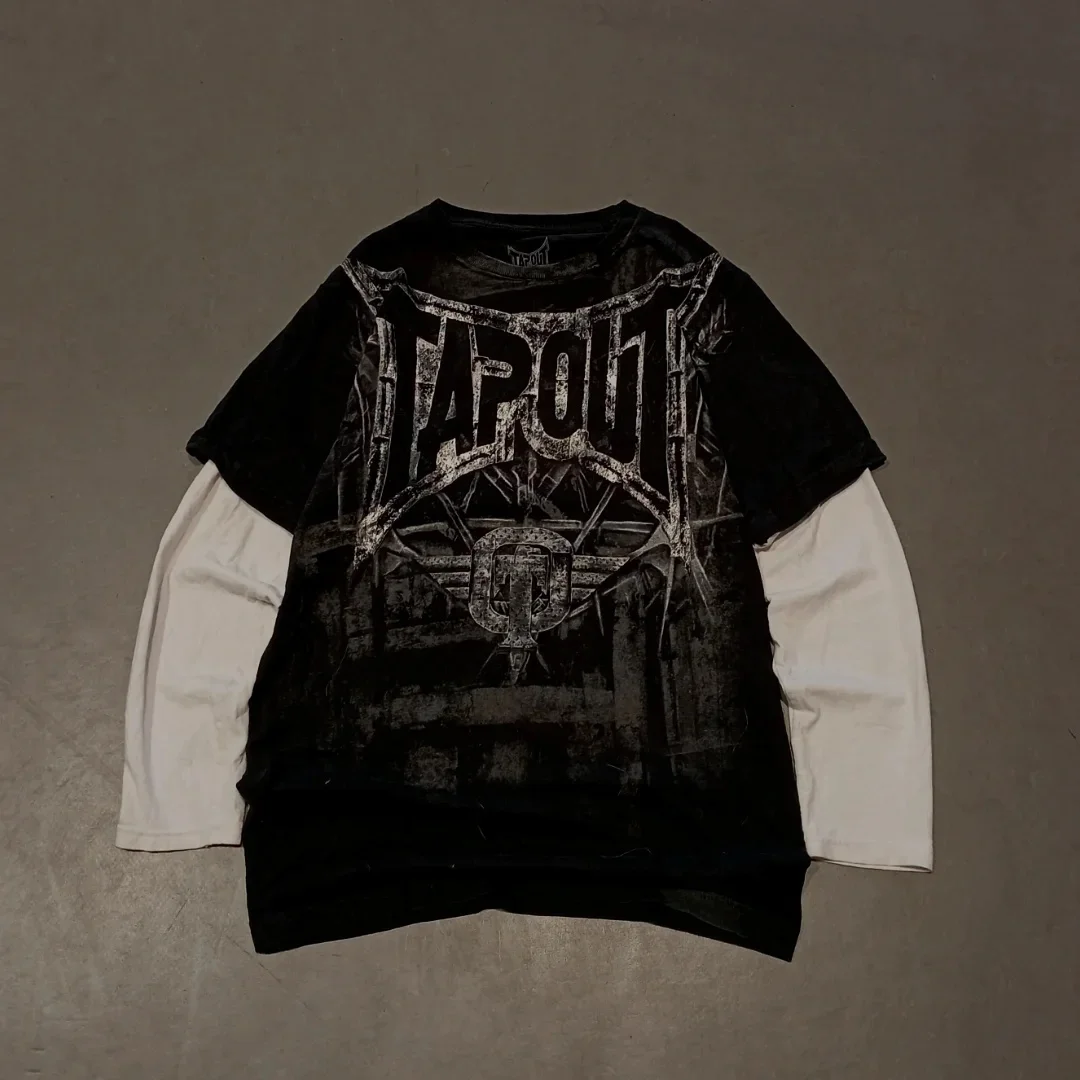 

Y2K Oversized Long Sleeve Tapout T-Shirt Hip Hop Gothic Streetwear Unisex Couple Tee Summer Casual Fashion Round Neck Loose Fit