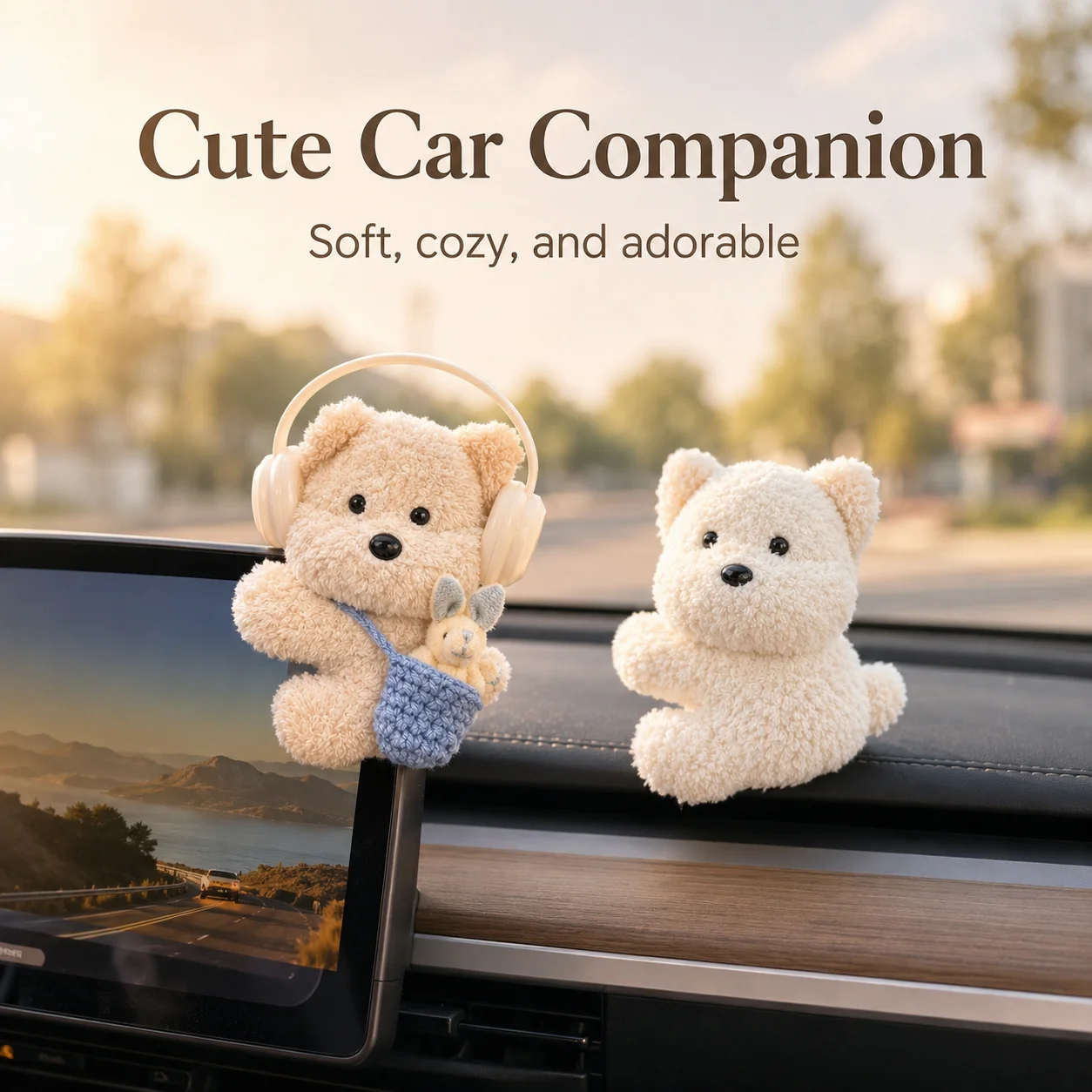 Cute car ornaments, central control screen clips, plush toys, car displays, dolls, decorative items