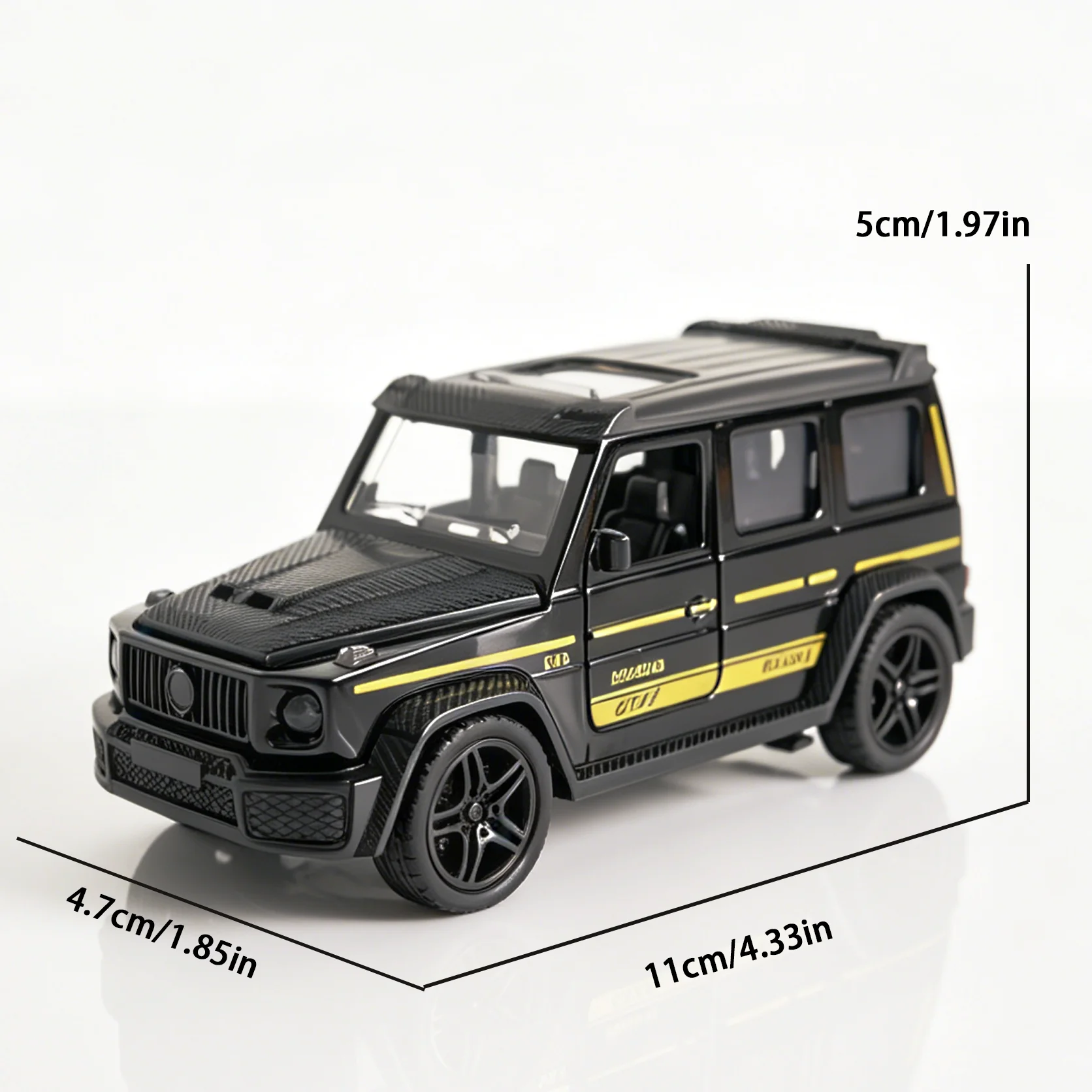 Black Brabus G900 Diecast Offroad SUV, Alloy G-Wagen Car Model,Pull Back Toy with Open Doors Sunroof Trunk Boys Collectible Gift
