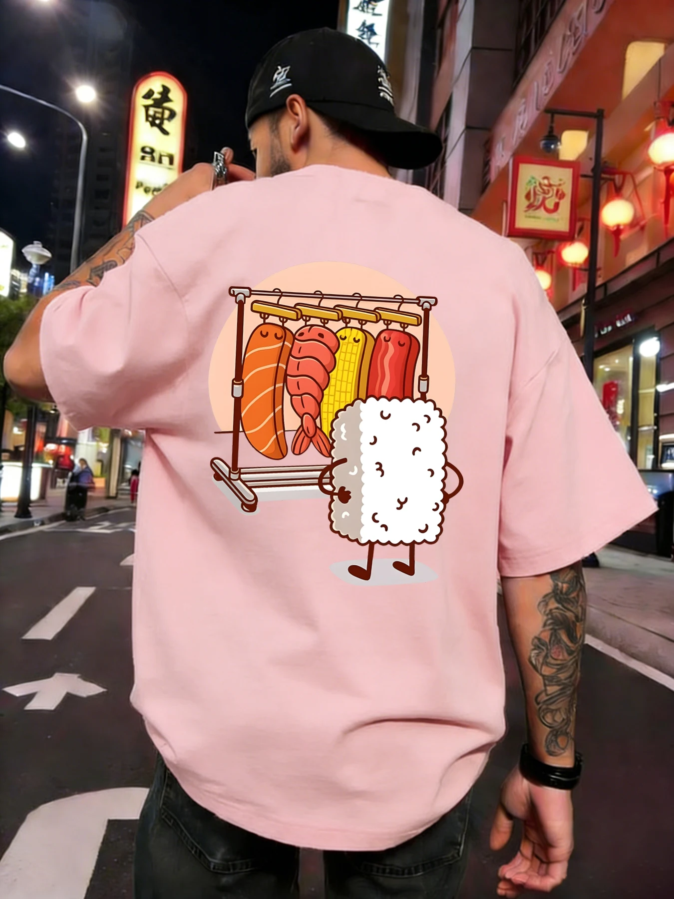 Stunned Sushi Rice And Vegetable Roll Printed Men S-3Xl All-Match T Shirt Loose Casual Top Cotton Short Sleeve Summer Clothes