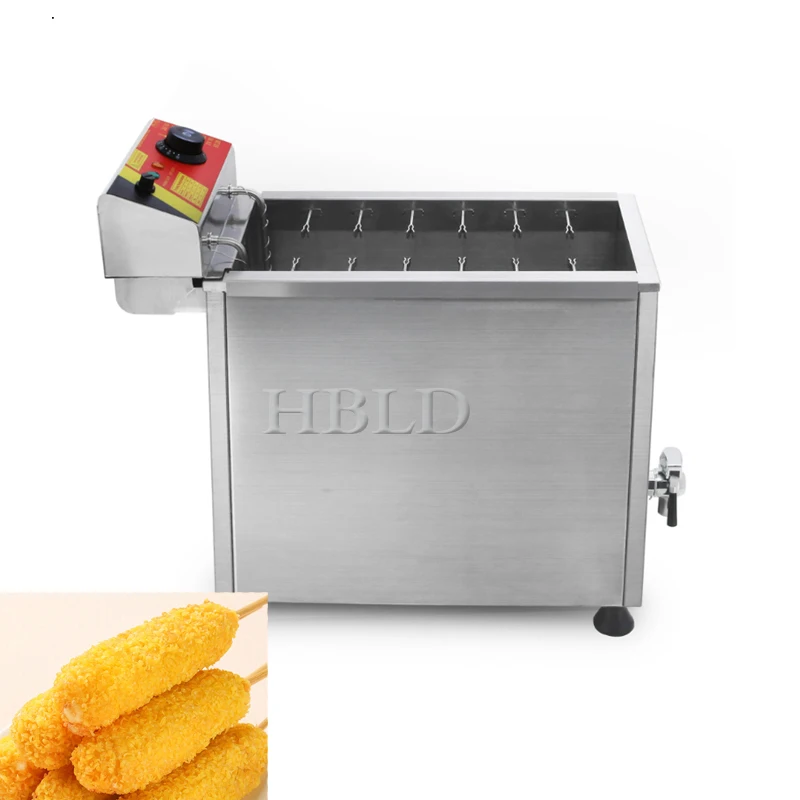 Fully Automatic Cheese Hot Dog Fryer, Large Capacity Electric Brushed Corn Fryer