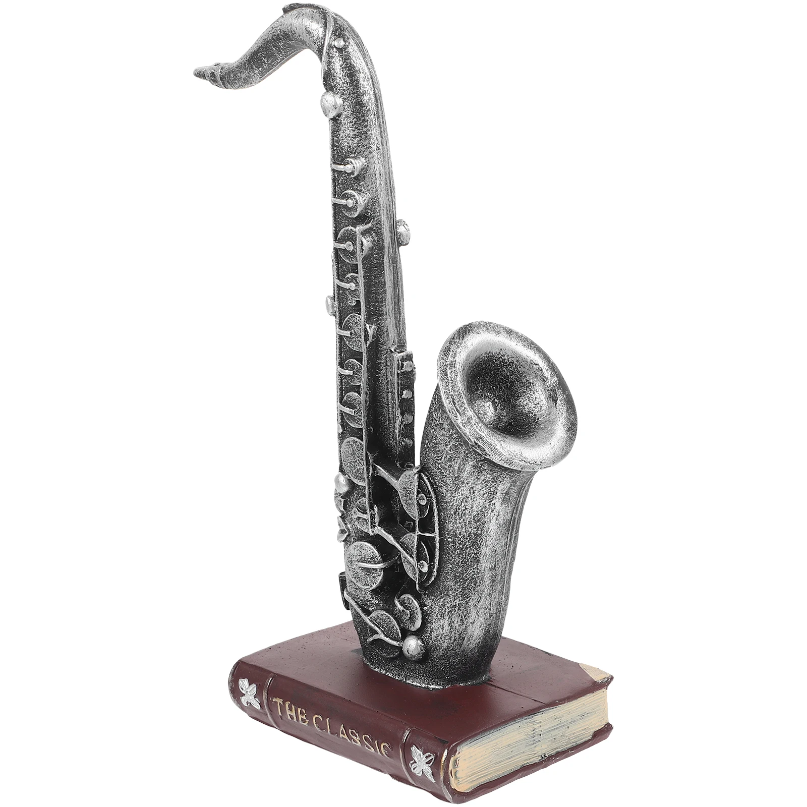 

Retro Resin Musical Instrument Ornaments Home Decor Silver Creative Craft Adornment Vintage Desk Accessories EcoFriendly