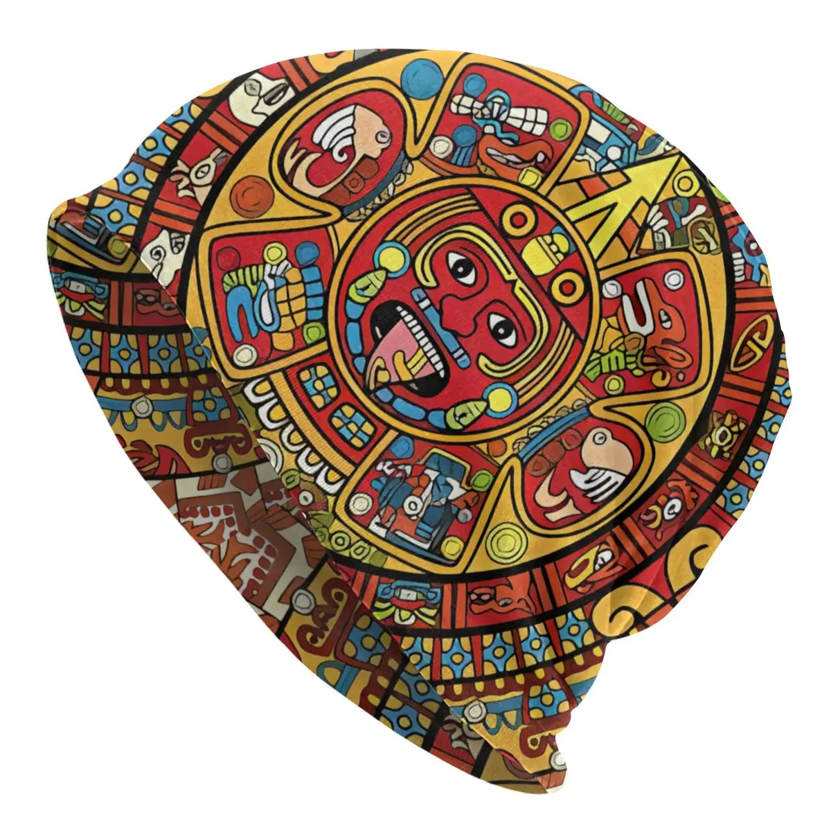 

Skullies Beanies Outdoor Hats Colorful Mayan Calendar Thin Bonnet Hipster Caps Men Women's Earmuffs