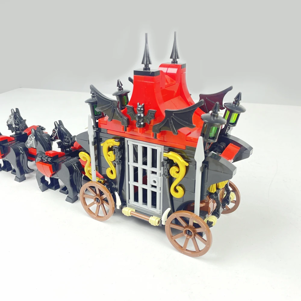 Vampire series Gothic dark block carriage puzzle block set, medieval block scene decoration, boys' holiday gift