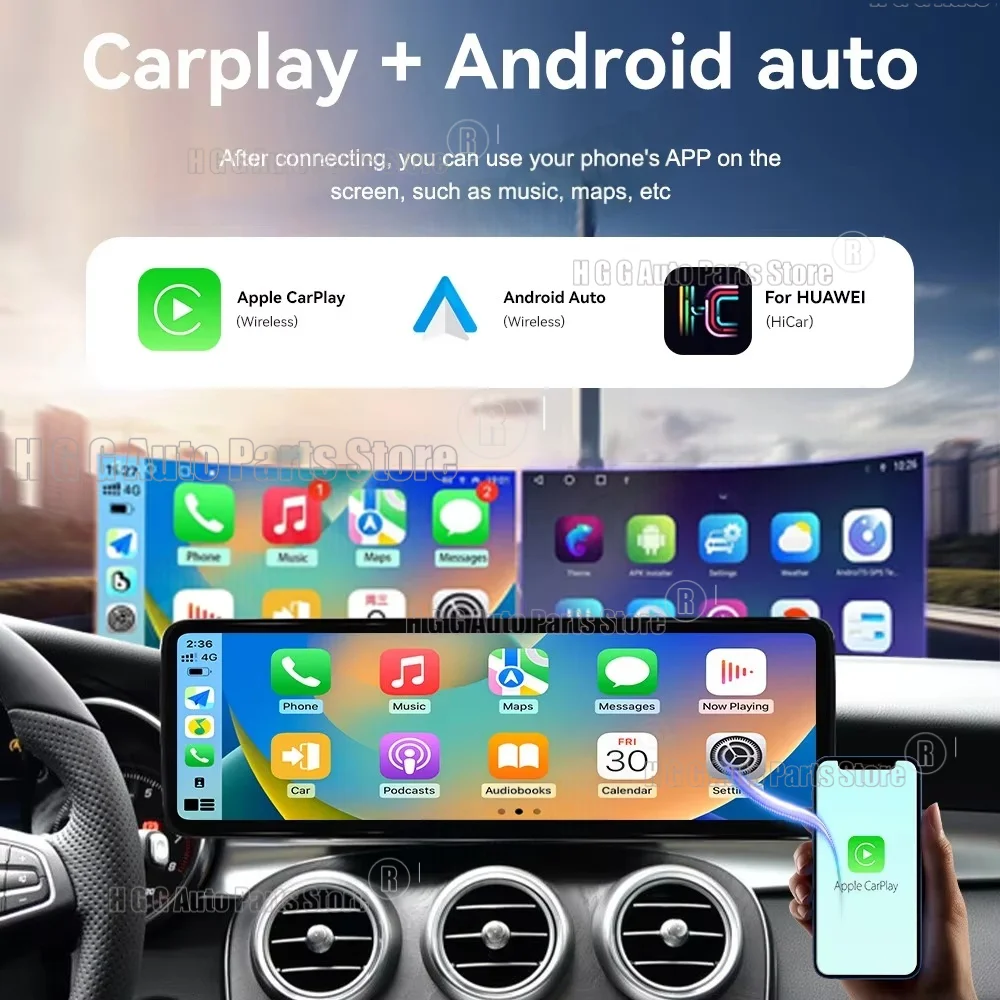 Android 14 Carplay 14.9Inch Touch Screen For Mercedes Benz C class W205 GLC W446 X253 2015 2016-2021 Car Radio Multimedia Player