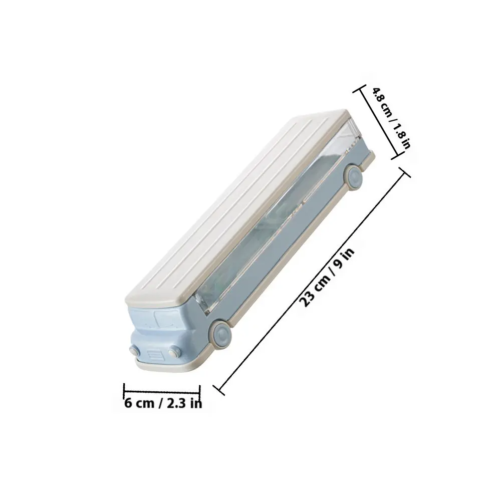 Large Capacity Double Layer Pencil Case Sturdy Plastic School Box with Car Theme for Kids Organizing Pencils Markers Crayons