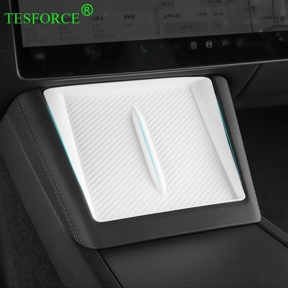 For TESLA Model 3 2023 2024 Highland Wireless Charging Silicone Pad Model3+ Center Control Storage Box Armrest Box Bottom Mat