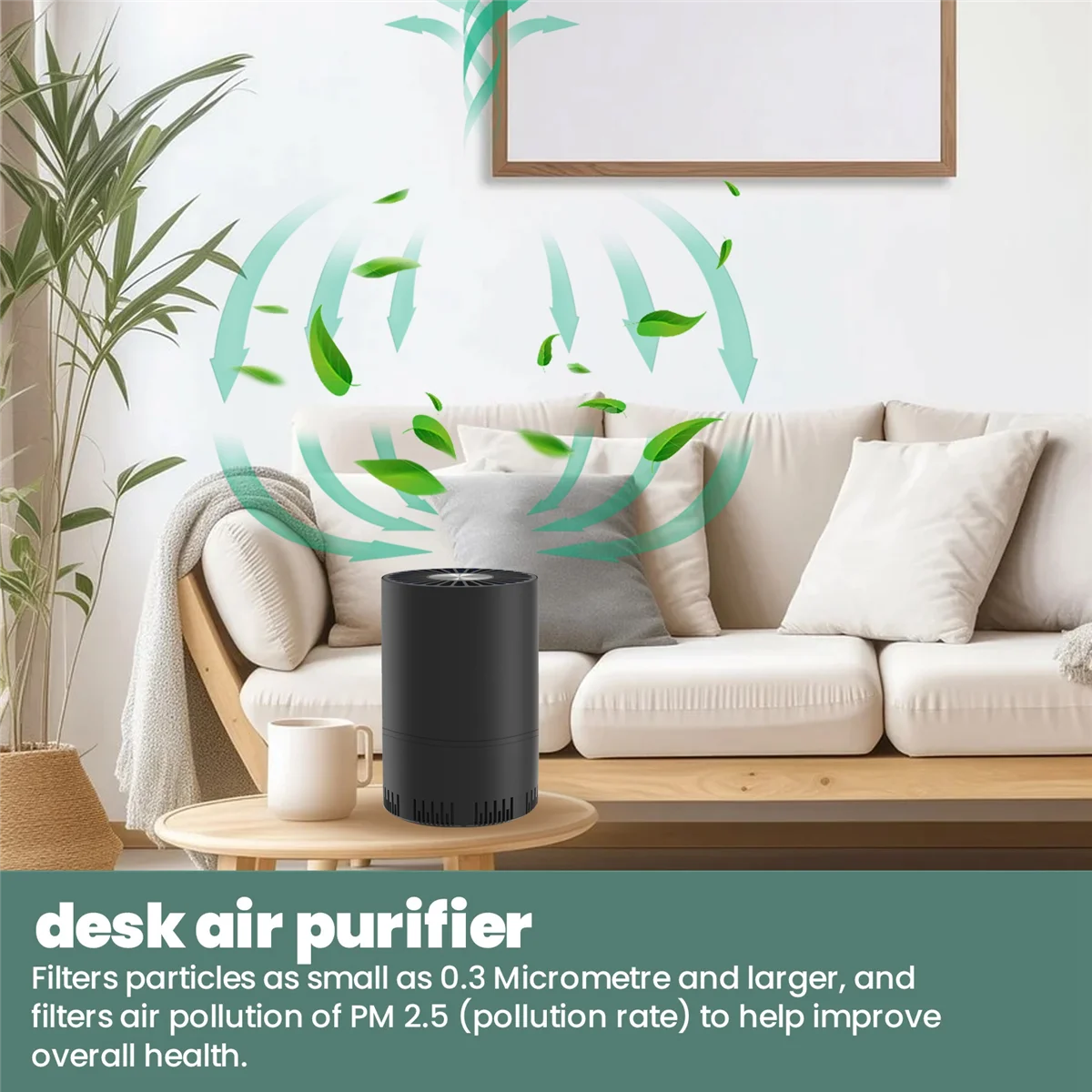 Purificateur d'air chaud maison détecteur de fumée automatique filtre Hepa purificateur d'air de voiture câble USB à faible bruit avec veilleuse bureau noir