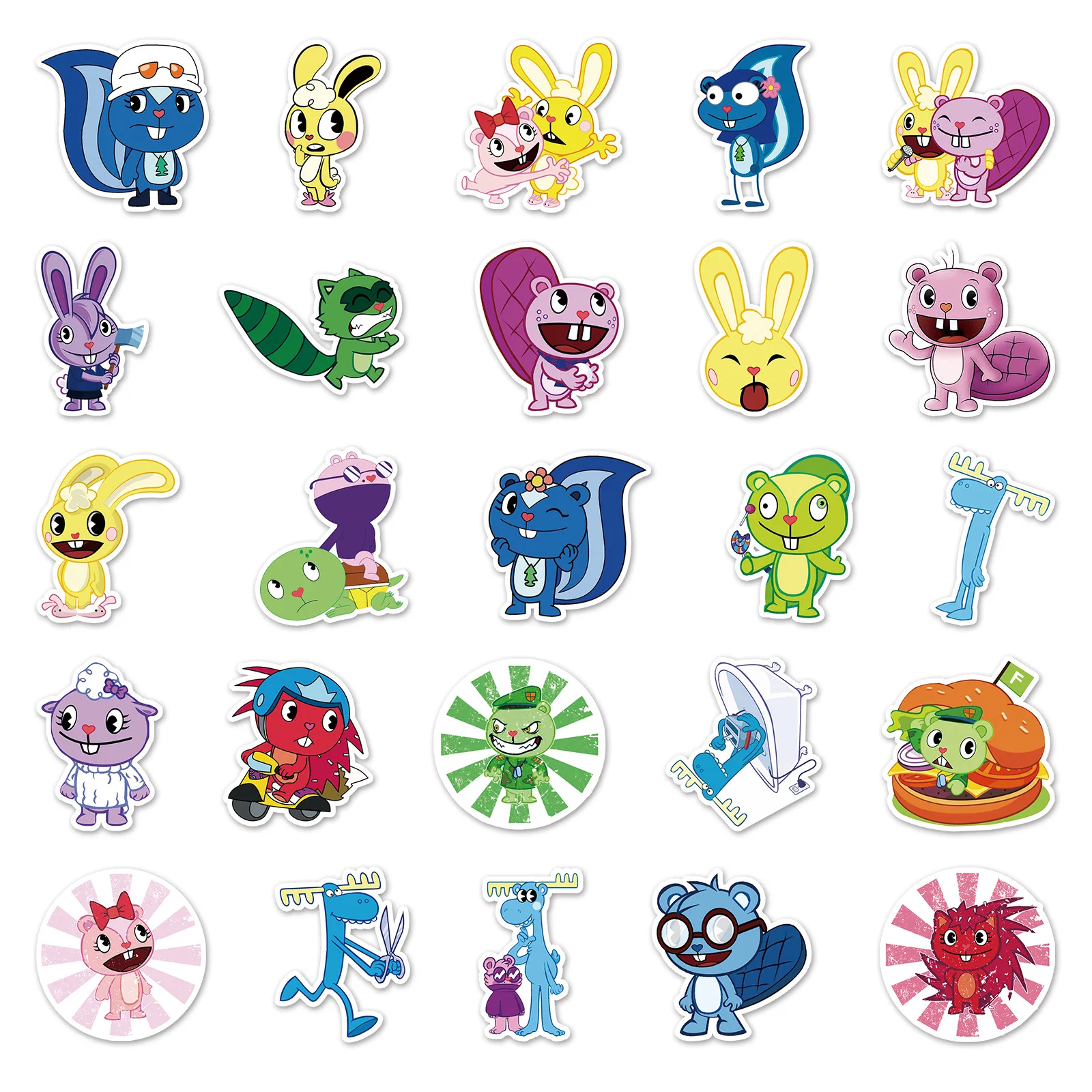 50PCS Kawaii Cartoon Happy Tree Friends Sticker Fun Graffiti