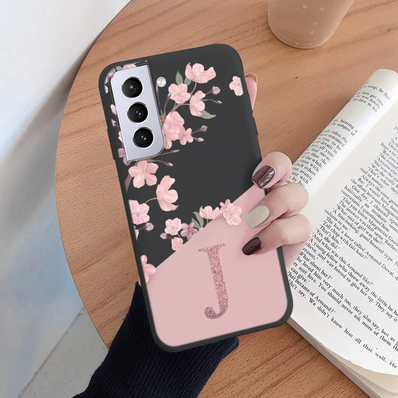 For Samsung Galaxy S21 S 21 FE S21 Plus Phone Cover Pink Letters Cute Flowers Pattern Soft Silicone Funda For Samsung S21 Ultra