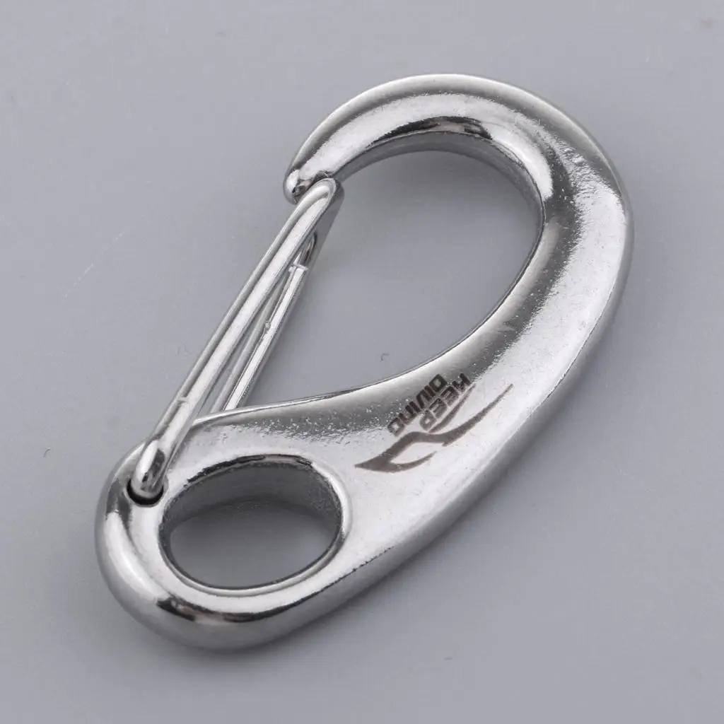 316 Stainless Steel Egg Shape Snap Clip Hook Universal Quick Link Carabiner Key Holder for Diving Scuba Equipment