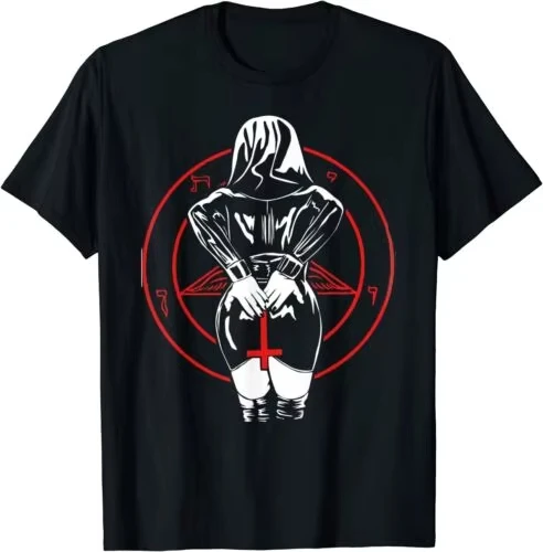 Fashion Bad Nun Sexy Satan Cult Men Women Cool Gift T-Shirt Retro Streetwear High-quality Crew-neck Short-sleeved Men's T-shirt