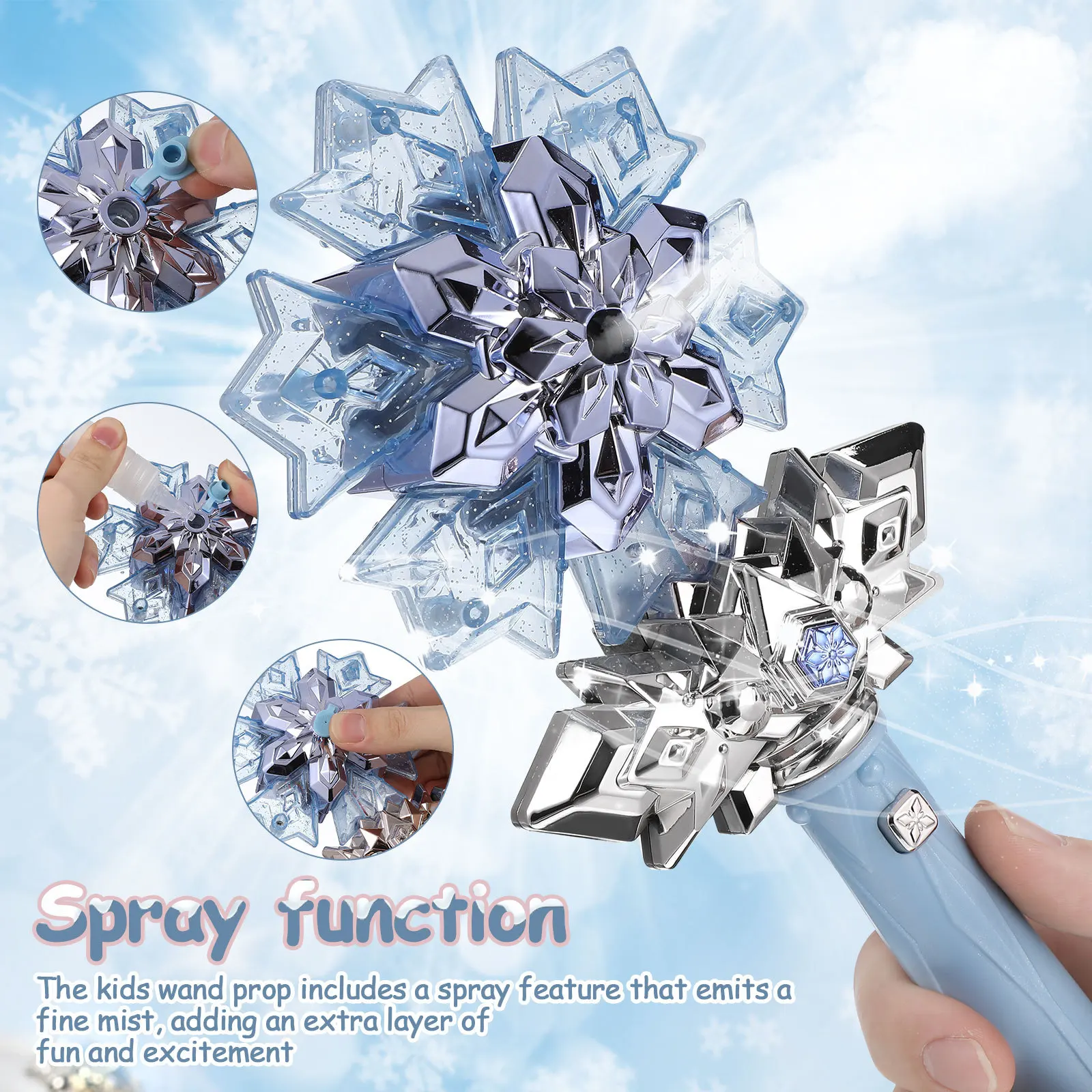 1 قطعة عصا الاطفال تضيء عصا ندفة الثلج مع تأثيرات الصوت المتوهجة لحفلة الهالوين تأثيري اللعب الحسي تخزين