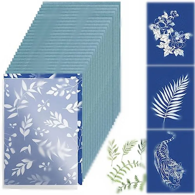 SPOR 30 Sheets Cyanotype Paper, Sun Art Paper Kit, Solar Drawing Paper Nature Printing Paper for Kids Adults Arts Crafts