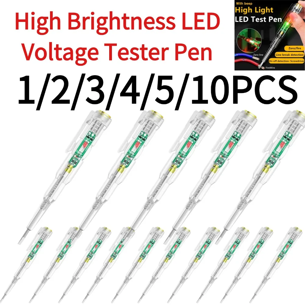 1-10PCS Multifunctional LED Voltage Test Pen 70-250V Circuit Continuity Tester Break Detector Insulated Anti-Fall Electrician