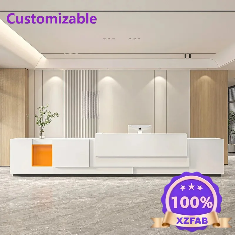 Factory Direct 2026 High Quality Company Front Desk Reception Desk Center Beauty Salon Baking Paint Simple And Modern