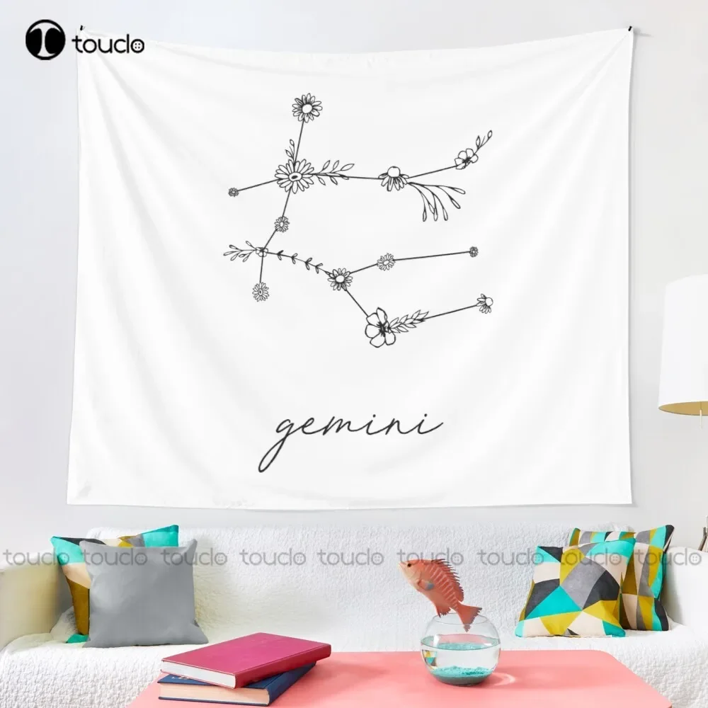 Gemini Zodiac Wildflower Constellation Tapestry Sports Tapestry Blanket Tapestry Bedroom Bedspread Decoration Wall Covering
