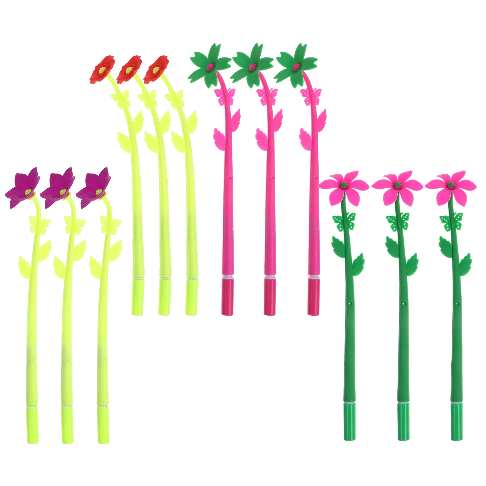 

12 шт., смешанные цвета, новинка, дизайн, нарцисс, цветочный стиль, декоративные ручки 0,38 мм, гелевые чернильные ручки с цветком, черные чернила