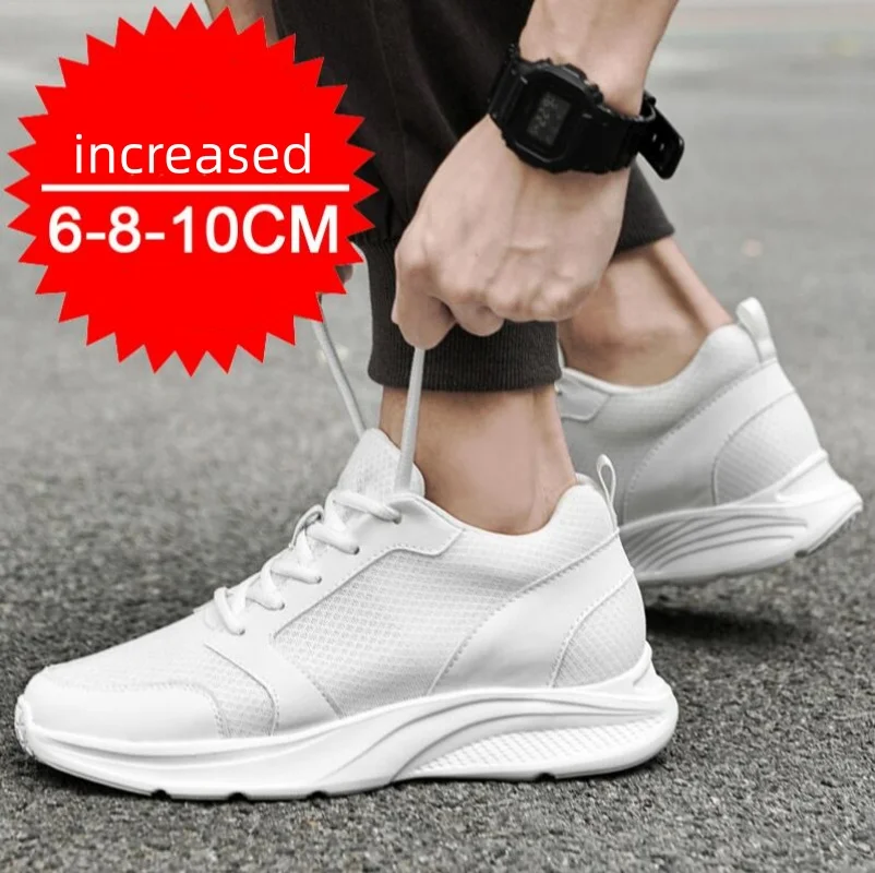 Sommerliche Sneaker mit Absatz für Herren – Schuhe mit integrierter Erhöhung, 8 cm hohe Einlegesohlen, versteckter Absatz, Sportschuhe mit Innensohle zur Erhöhung der Körpergröße_voghion.com