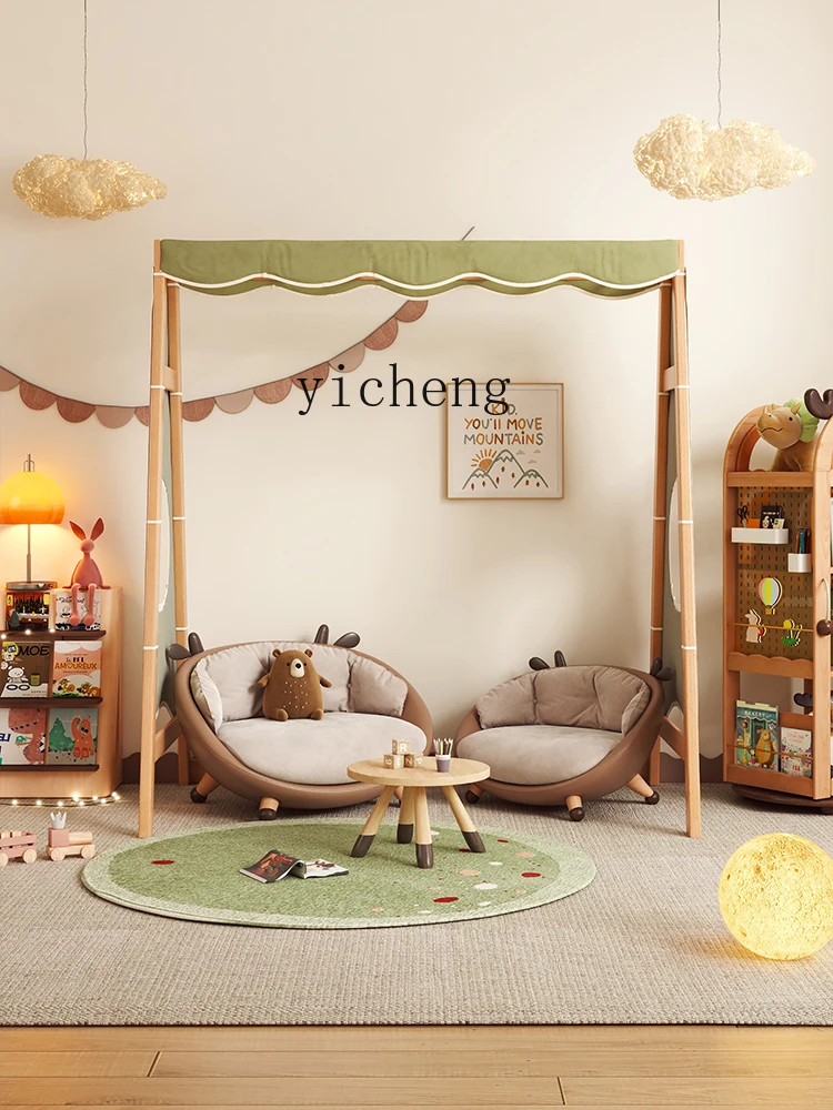 Tqh Children's Solid Wood Bed Children's Fun Retractable Swing Bed Shelf Retractable House Bed Leisure Creative Children's Room