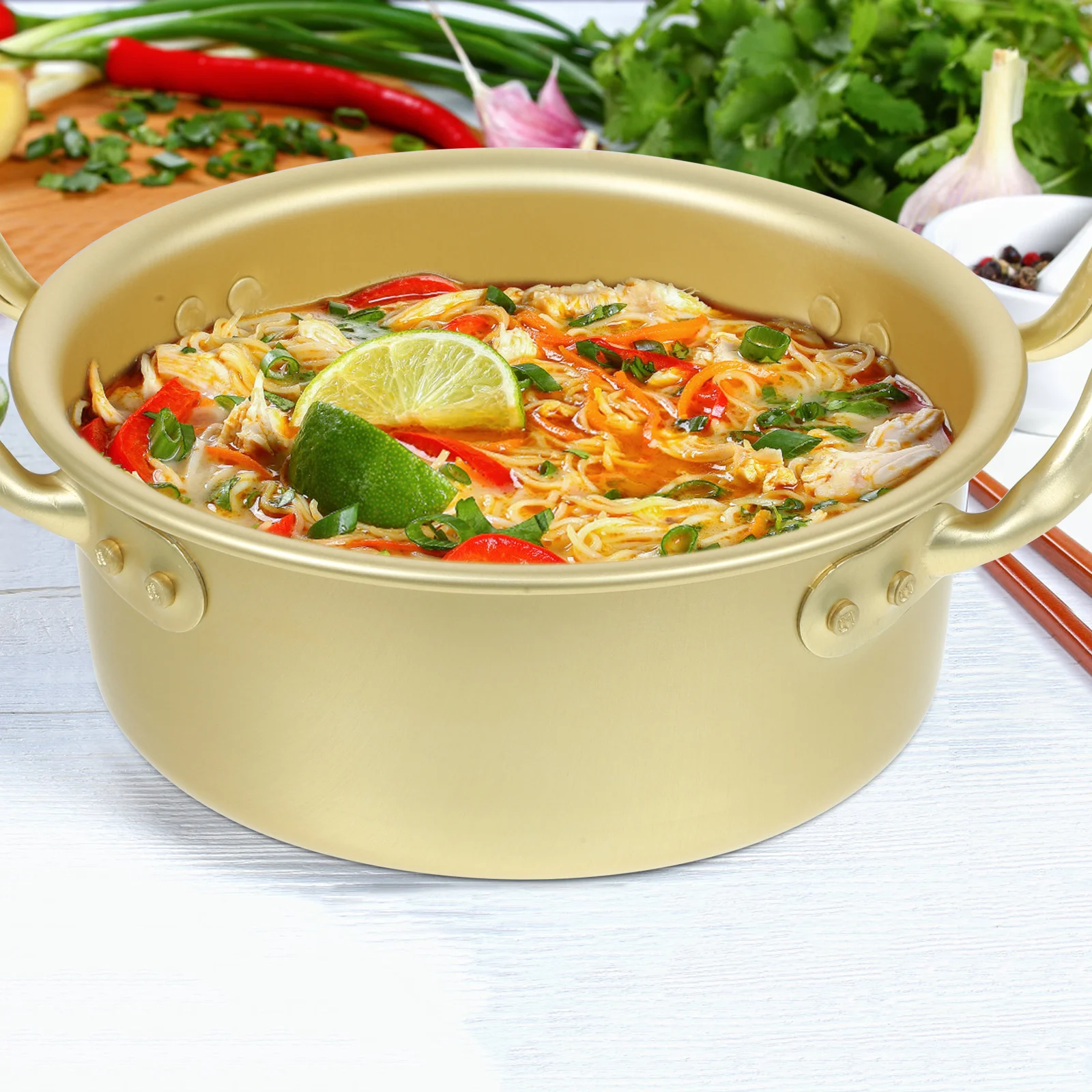 Cooker Instant Noodle Pot Nonstick Frying Pan Stock Hand-Pulled Golden Aluminum