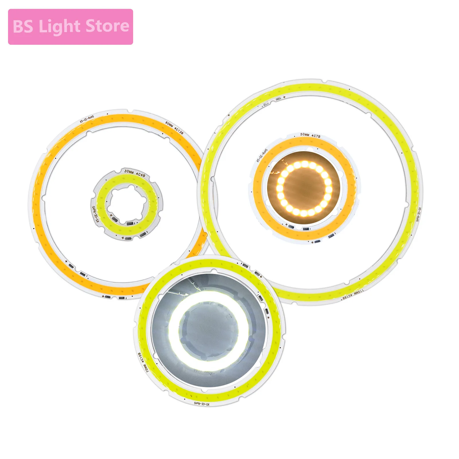 

LED COB Light Angel Eyes Source Annyal Shape DC12V Warm White Cold White 30mm 50mm 70mm 90mm 110mm LED Chip Car Light Bulb DlY