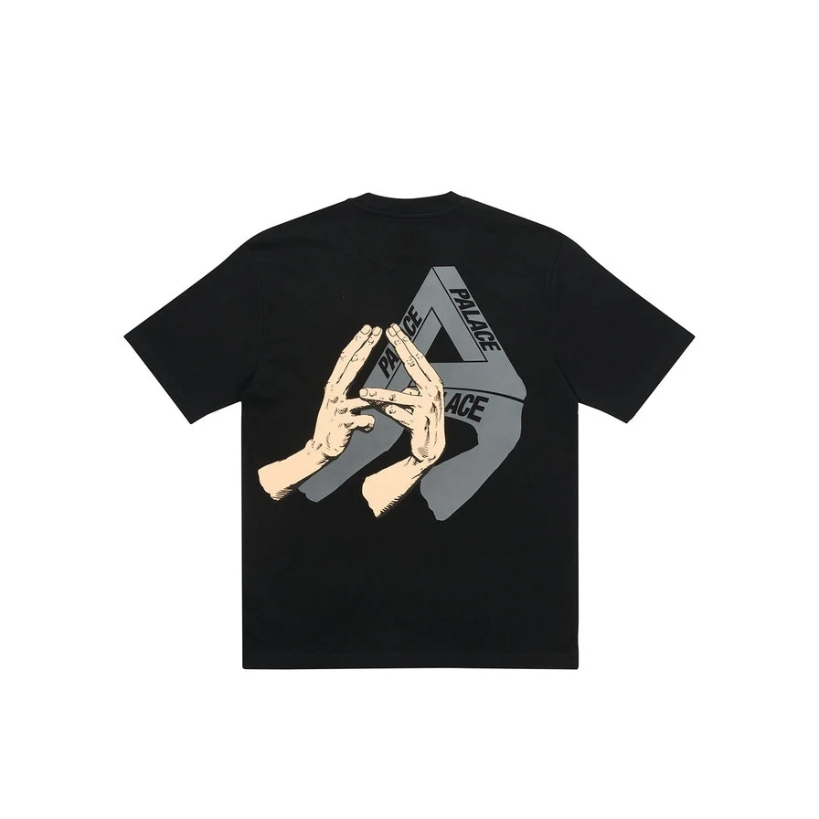 2025 Palace Finger Shadow Phantom Geometric Triangle Print Short Sleeve Men's and Women's Loose Short Sleeve T-shirt Trend