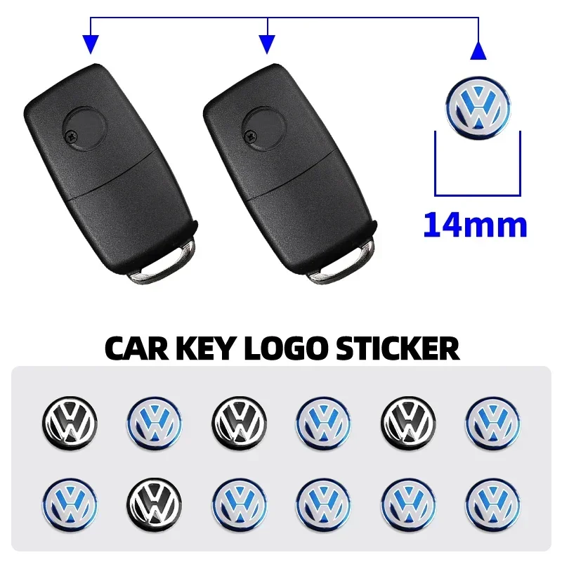 5/ 10Pcs 14mm Aluminium Remote Control Car Key Emblem Stickers Badge For VW Golf 5 7 Passat B5 B6 Polo GTI Scirocco Jetta Beetle