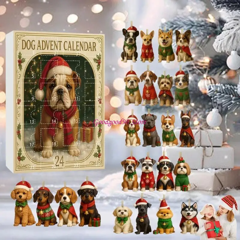 Holiday Advent Calendar Blind Boxes For Dog Owners 24 Pieces Acrylic Christmas Decorations Pet Lover Surprise Ornaments