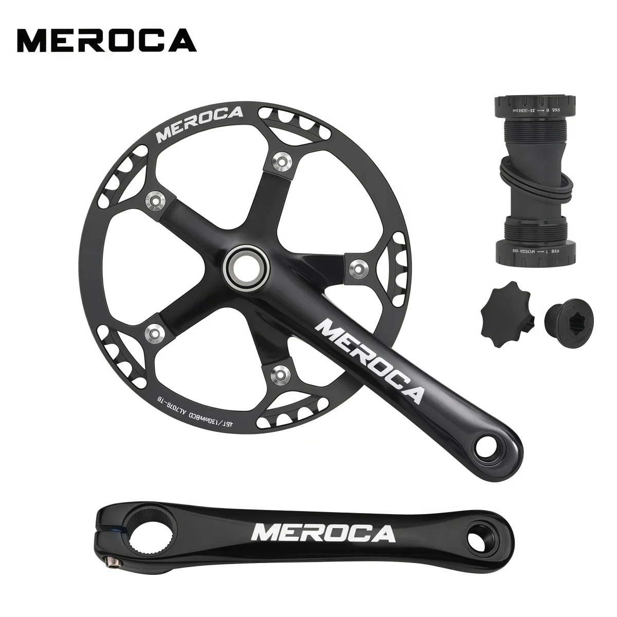 MEROCA CNC Aluminum Integrated Crank & Chainring Guard 45T 47T 53T 56T 58T – 130BCD 170 mm Bike Crankset For Folding Bike