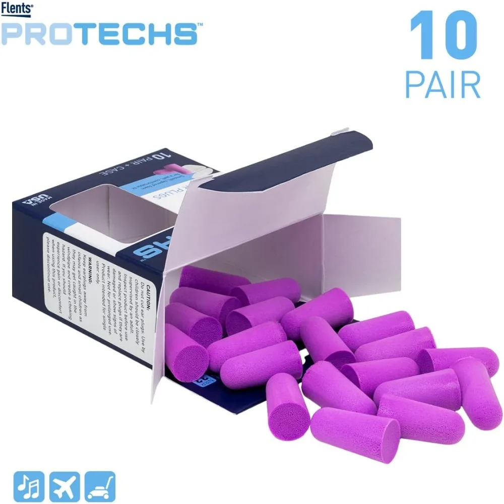 Foam Ear Plugs for Sleeping and Noise Blocking High NRR 33 Reusable Soft Disposable Earplugs for Snoring Loud Noise Travel Concerts Construction Studying Work Shooting Range Motorcycles and Airplanes Travel Accessories