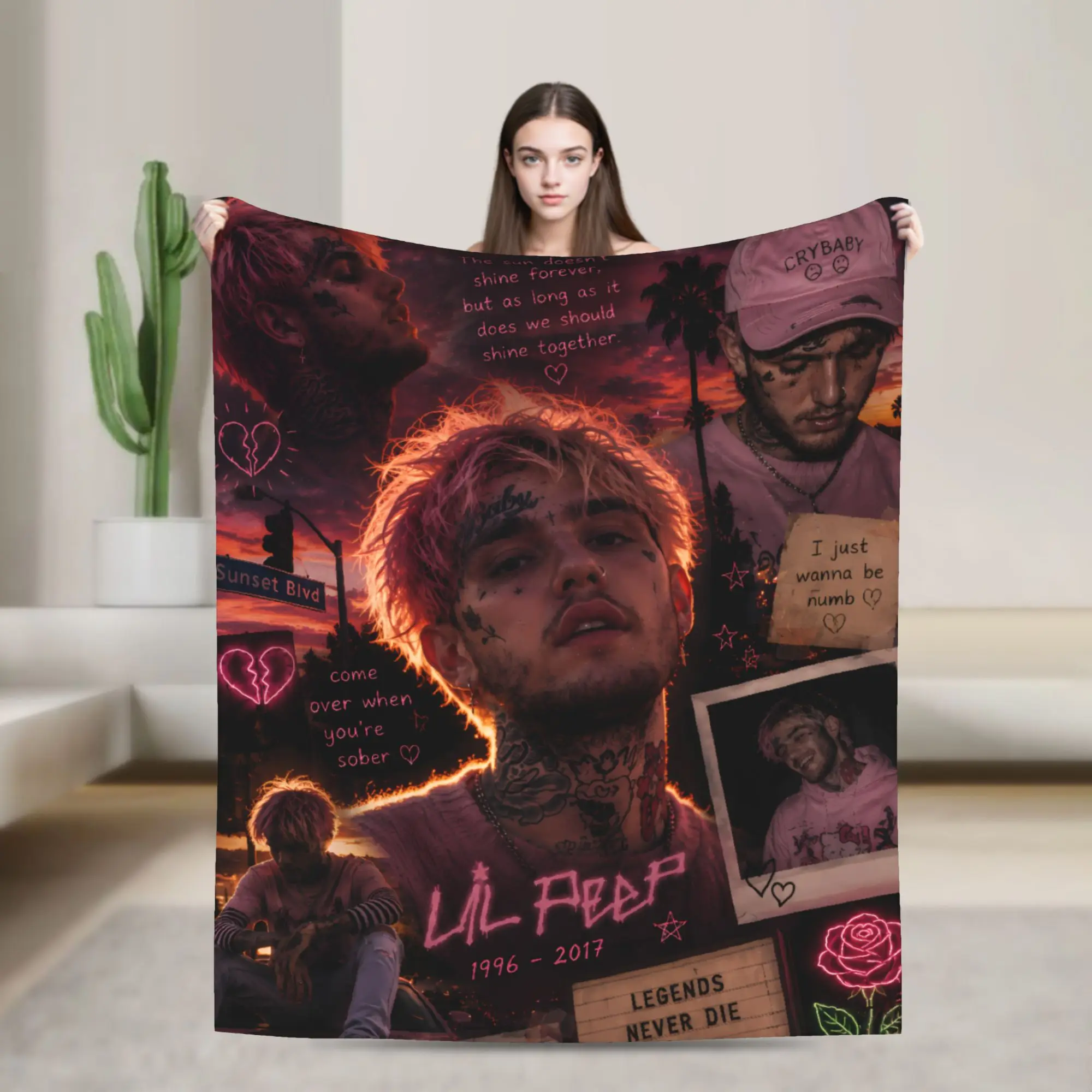Lil Peep Love Blankets  Warm Print Plush Bedding Throws For Outdoor Travel Office Flannel Bedspread Bed Cover