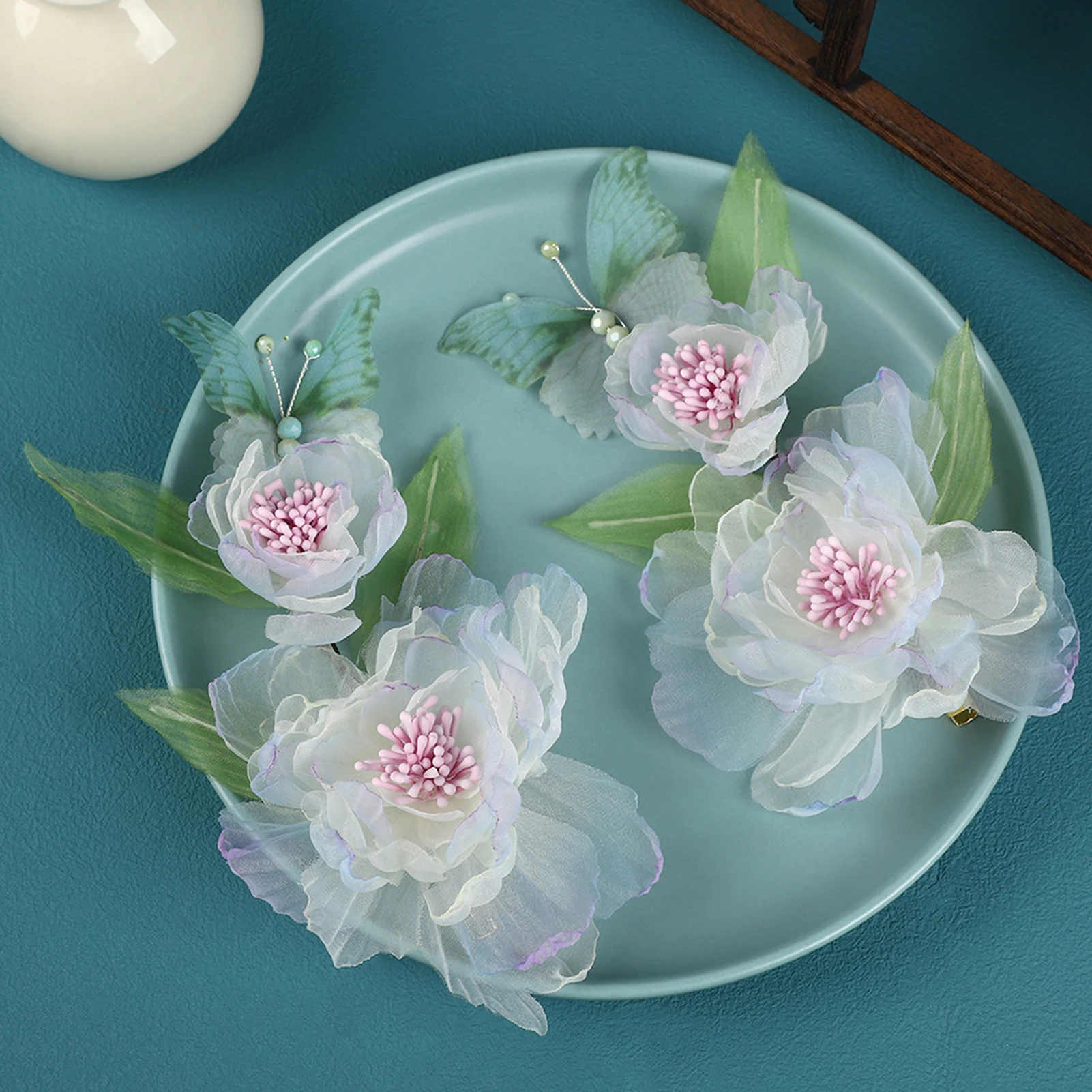 

Fairy Hairpin Silk Flower Hair Clip Ancient Chinese Hanfu Hair Accessories Bride Tiara Vintage Wedding Barrettes Jewelry