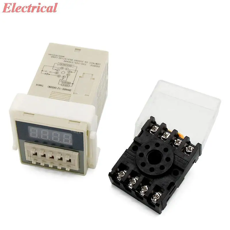 1pc Digital LED Programmable Timer Relay Switch DH48S-S 0.1S-99H Socket Base Cycle Delay / One Group Delay / Two Group Delay