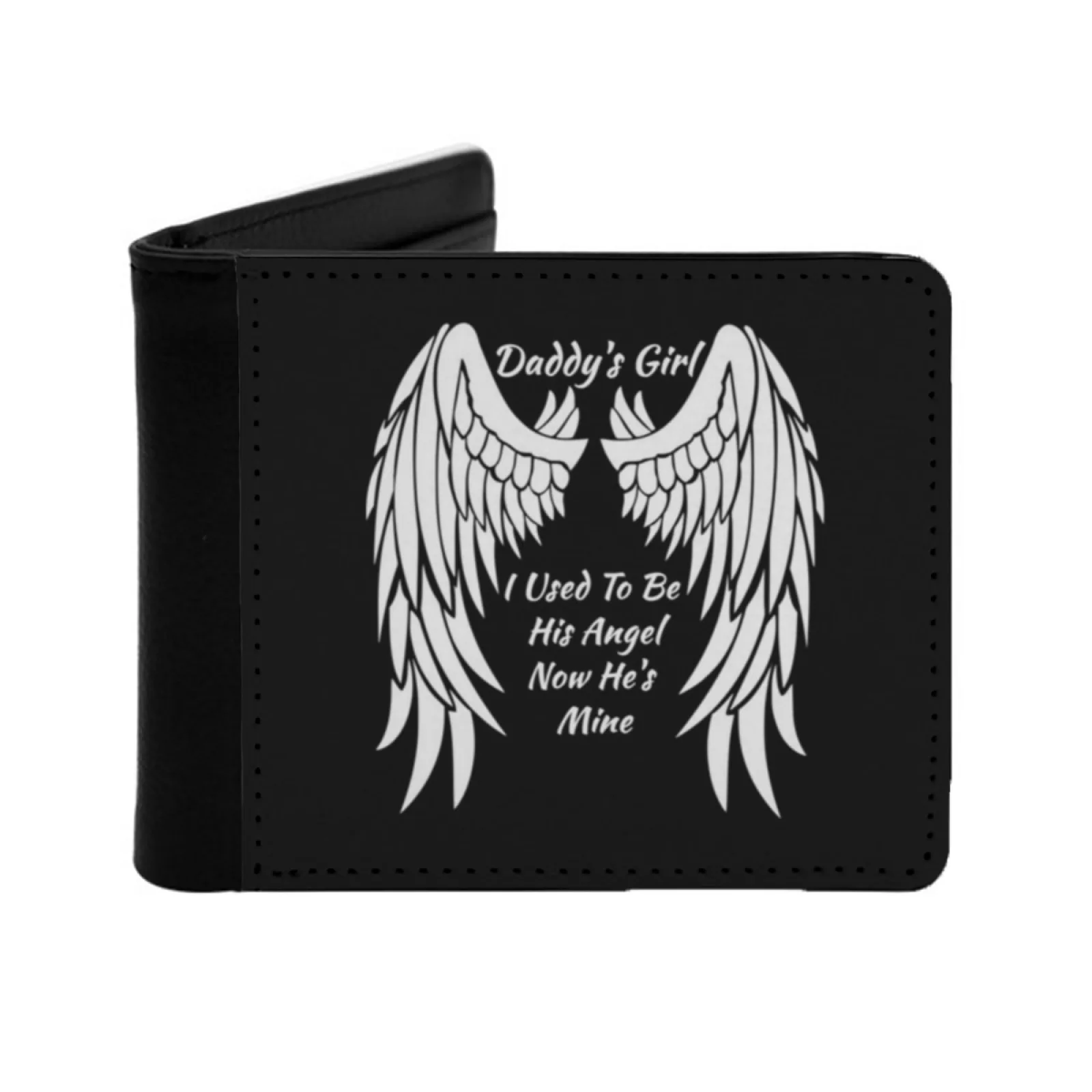 Daddy's Girl I Used To Be His Angel Now He's Mine In Heaven Personalized Men's Leather Wallet Card Money Bag Pu Leather Wallet