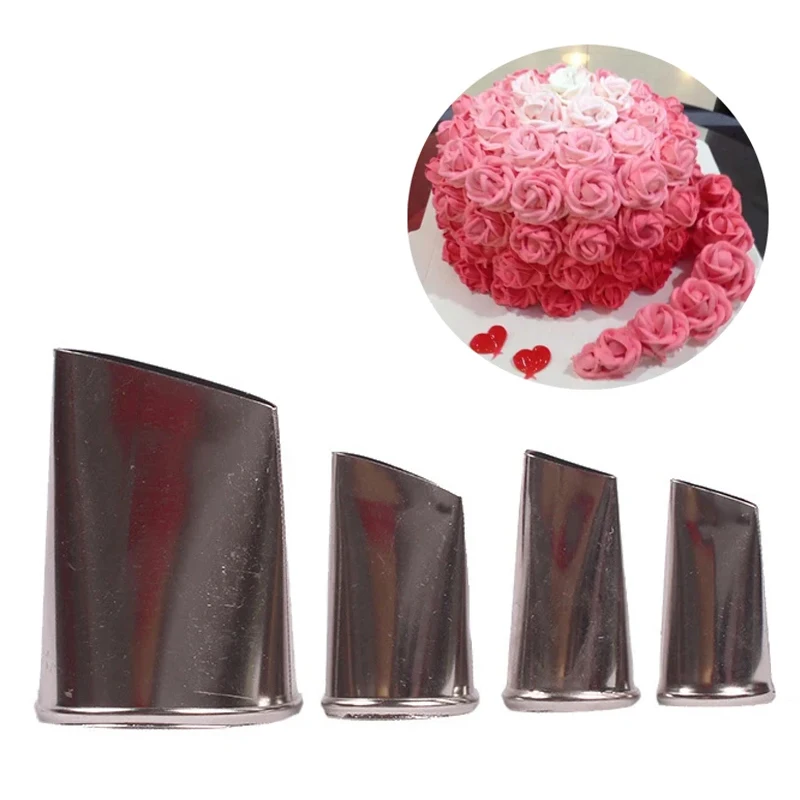 

4 шт., насадки для глазури с цветком розы, кондитерские насадки для украшения тортов, кексов, кондитерские насадки, крем, помадка, инструмент для украшения торта