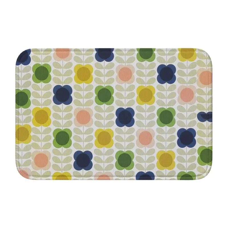 Custom Abstract Orla Kiely Scandinavian Flowers Front Door Mat Anti-Slip Quick Dry Doormat Living Room Entrance  Carpet Footpad