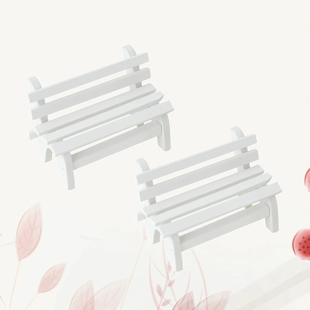 

3 PCS Small Wooden Chair Bench Miniature Maniature Garden Decorations Photo Prop