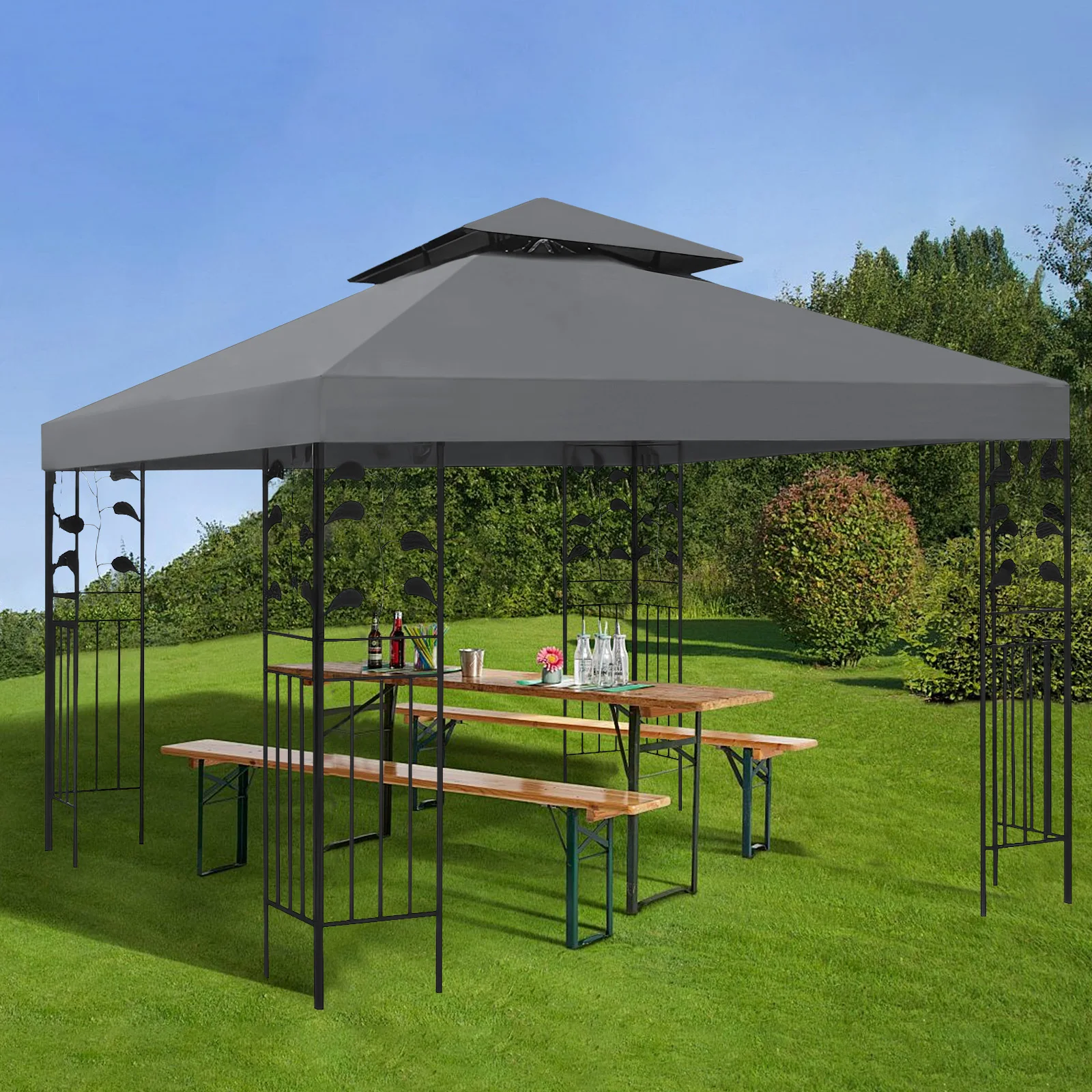 Imagem -03 - Substituição do Telhado para Gazebo Gazebo Roof Replacement Cover Outdoor Grill Shelter Canopy Top para Quintal Pátio Garden Canopy 3x3m