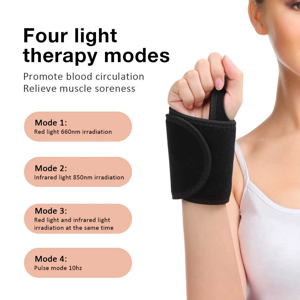 Red Light Therapy Sports Wrist Wraps 660nm 850nm 48 lamp Beads Infrared Belt Support Brace Waist Heat Pad Hand Massager