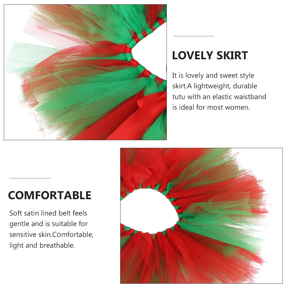

1Pcs Christmas Gauzy Skirt Red Half-Body Soft Mesh Yarn Skirt Party Dance Performance Girl Dress