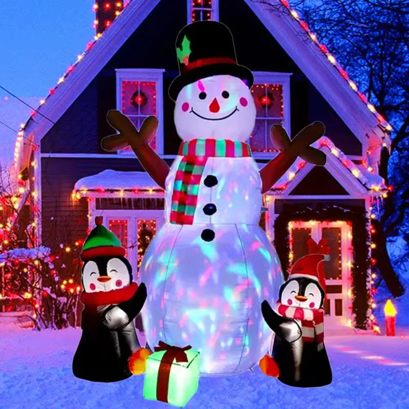 LED Lights Inflatable Toys Christmas Decoration 1.8M Snowman Penguin Christmas Gift Courtyard Xmas Prop Indoor Outdoor Decor