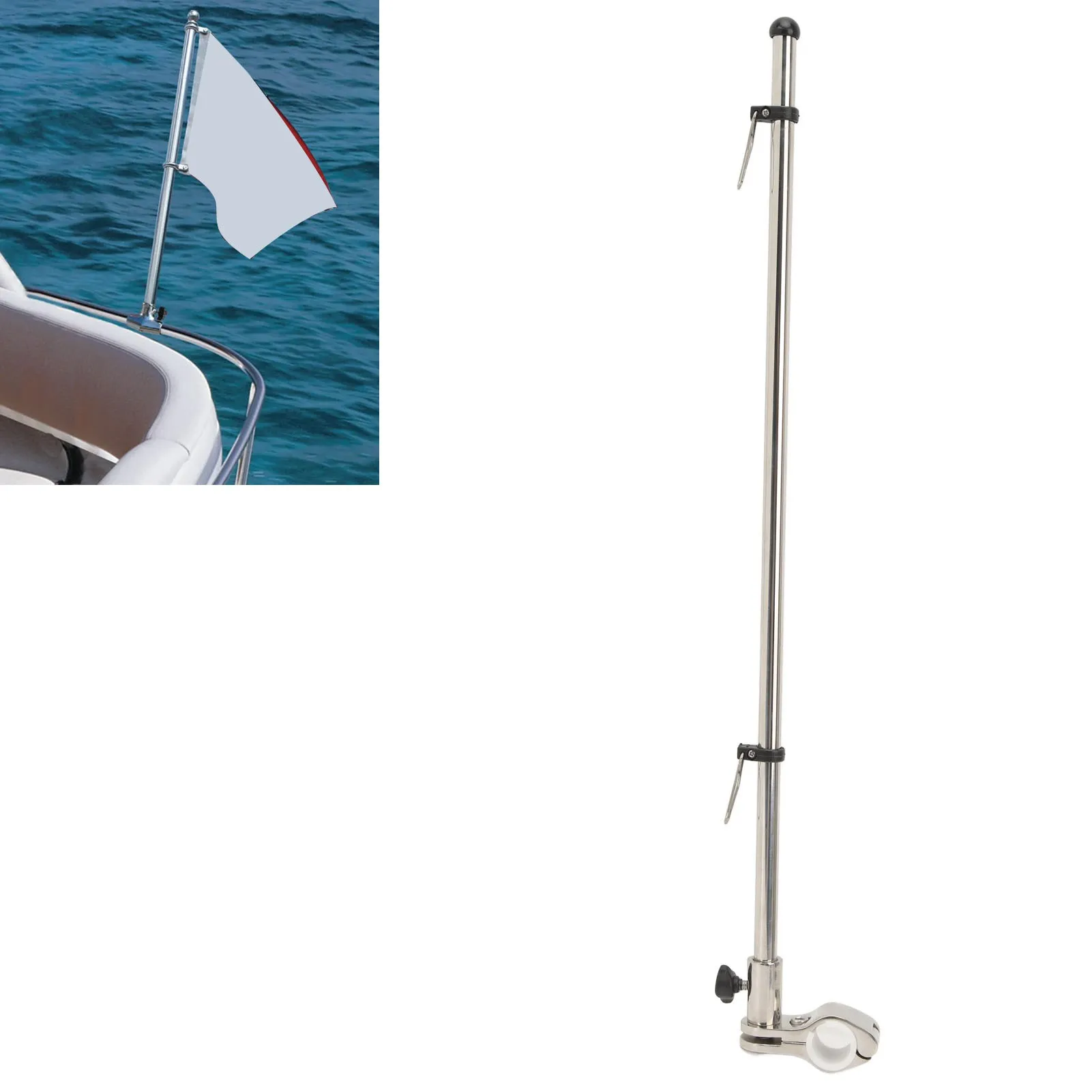 Rail Mount Flag Pole Sturdy Marine Rail Mount Flag Pole Wear Resistant  560mm Simple Installation for Boat Yacht