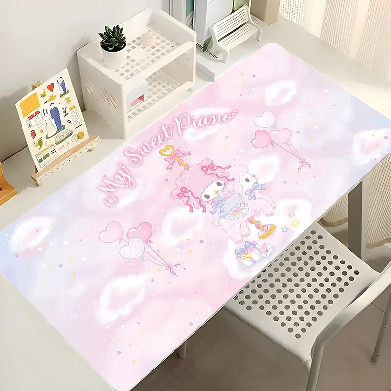 90 x 40 cm großes Mauspad, My Melody Lockedge, großes Gaming-Zubehör, Computer-Gamer-Tastatur, Mauspad, Schreibtisch-Mauspad mit festem Rand, als Geschenk