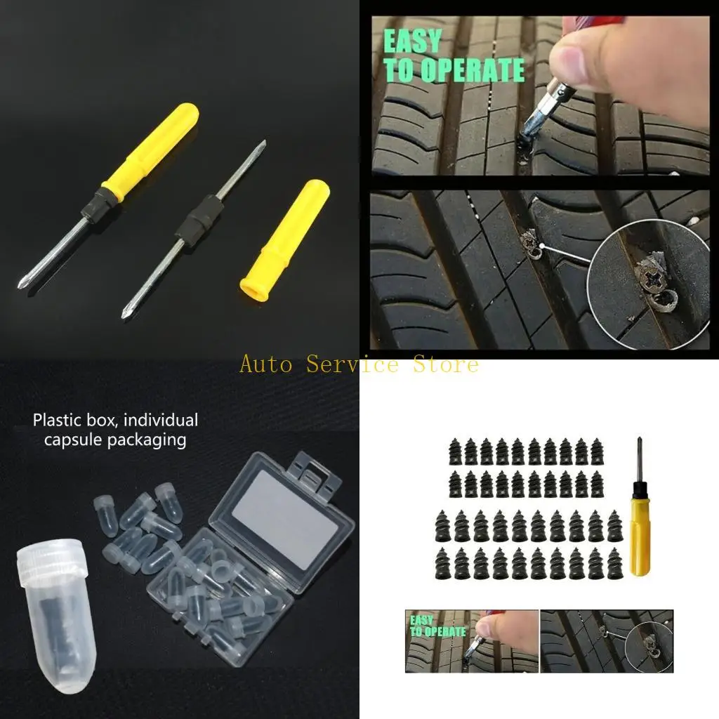 

462A Car Vacuum Tire Repair Rubber Screw Nails + Screwdriver Fast Tool Set