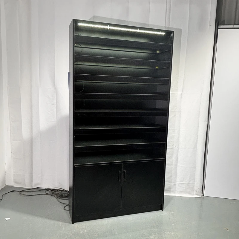 Factory Customized Cigarette Display Stand with LED Light & Pusher Smoke Shop Showcase