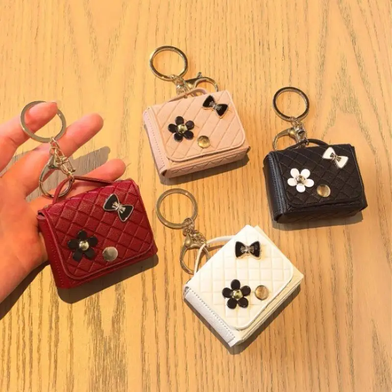 /Vly/Leather Earphone Storage Bag Mini Creative Keychain Solid Color Pendant Earphone Case Bluetooth Headset Cover Fashion